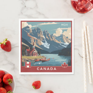 Custom Monogram Canada Travel Poster Napkins