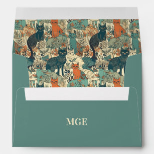 Custom Monogram Cats Pattern Envelope