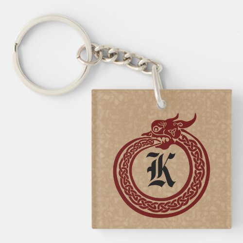 Custom Monogram Celtic Style Ouroboros Keychain