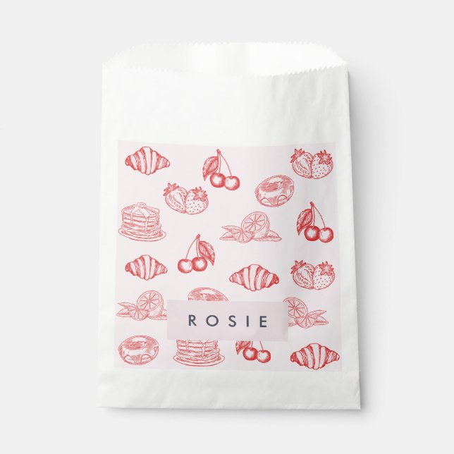 Custom Monogram Charming Girly Cherry Strawberry Favor Bag (Front)