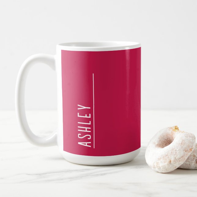 Custom monogram, cherry pink  coffee mug (With Donut)