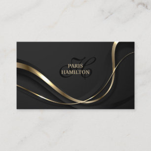 Custom Monogram Chic Black & Gold Professional Business Card