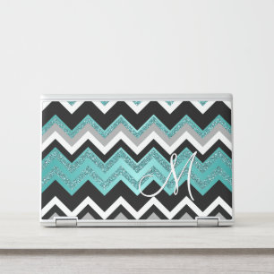 Custom Monogram Chic Retro Chevron Zigzag Art HP Laptop Skin