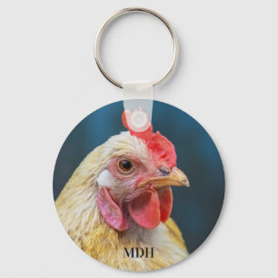 Custom Monogram Chicken Close-Up Keychain
