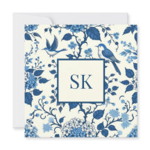Custom Monogram Chinoiserie Blue and White 