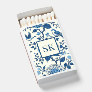 Custom Monogram Chinoiserie Blue and White Matchboxes
