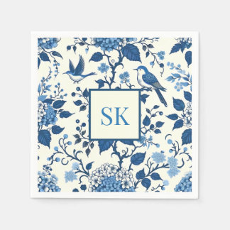 Custom Monogram Chinoiserie Chic, Hydrangeas Napkins