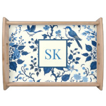 Custom Monogram Chinoiserie Chic, Hydrangeas