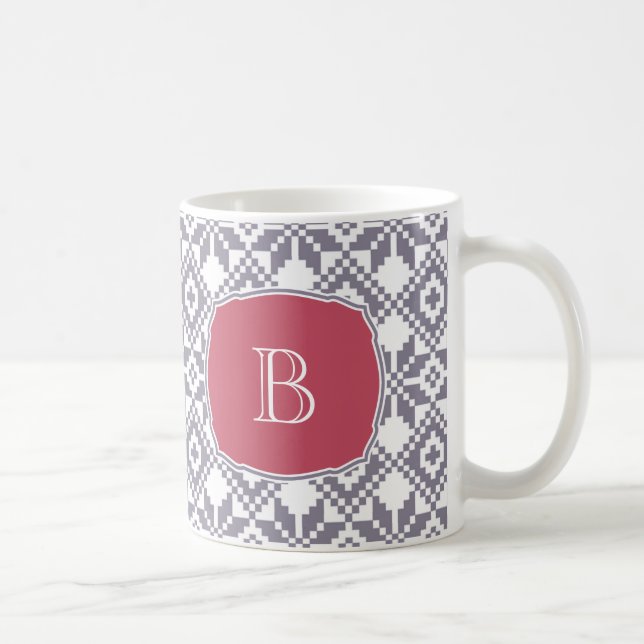 Custom Monogram Christmas Nordic Snowflake Pattern Coffee Mug (Right)