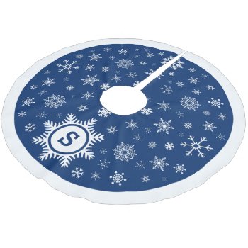 Custom Monogram Christmas Snowflake Tree Skirt by inkbrook at Zazzle
