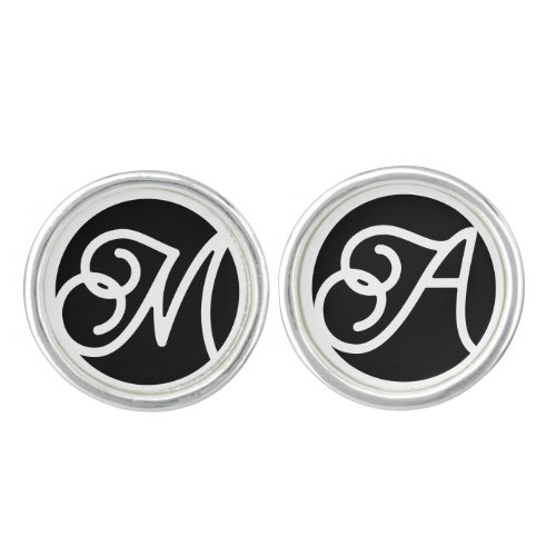 Custom Monogram Circle Name Cufflinks