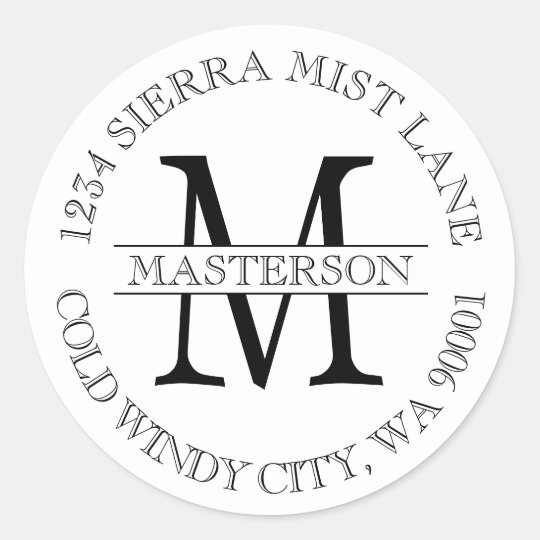 Custom Monogram Circular Return Address Label | Zazzle.com