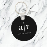 Custom Monogram | Classic Black Keychain<br><div class="desc">A minimalist monogram design with white typography initials with your name below on a classic black background. The perfect custom gift or accessory!</div>