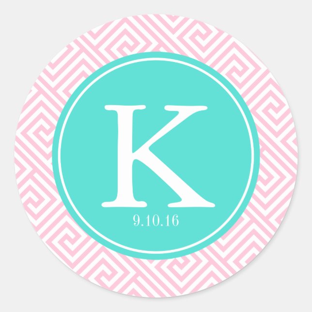 Custom Monogram Classic Round Sticker (Front)