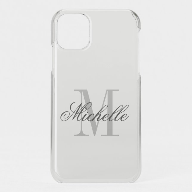 Custom monogram clear UnCommon iPhone 11 case (Back)