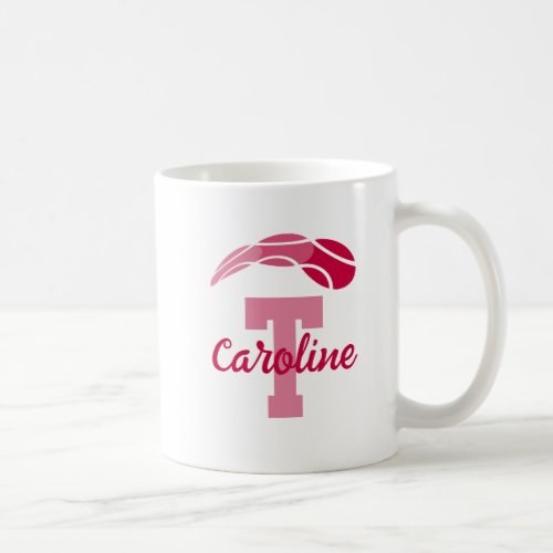Custom monogram coffee mug for tennis player