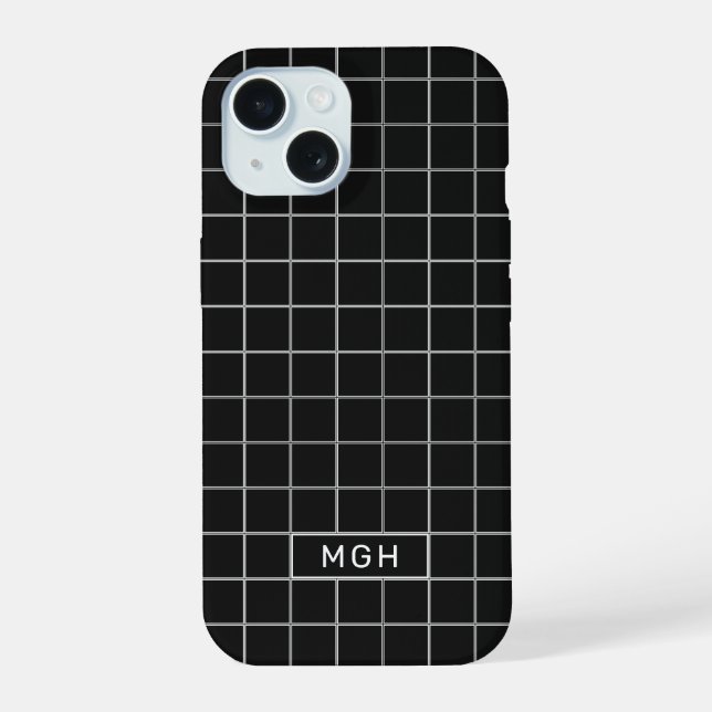 Custom Monogram & Color Geometric Pattern Iphone Case (Back)