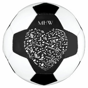 Custom monogram & color Musical Heart soccer ball