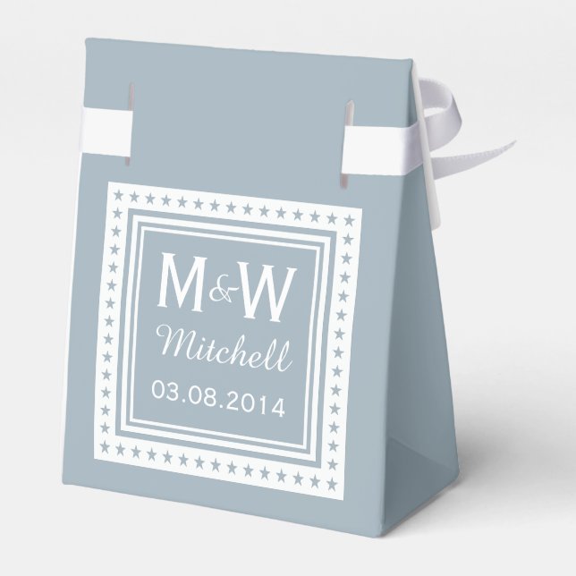 Custom monogram & color wedding favor boxes (Back Side)