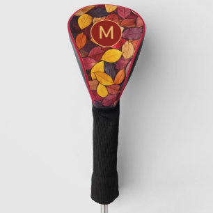 Custom Monogram Colorful Autumn Leaves Golf Head Cover