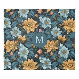 Custom Monogram Colorful Flower Pattern Duvet Cover