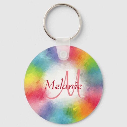 Custom Monogram Colorful Modern Abstract Template Keychain