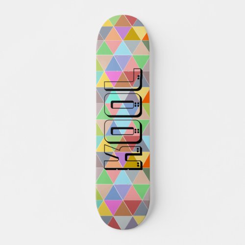 Custom monogram colorful triangles skateboard deck