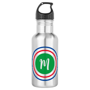 Custom Monogram Concentric Circles Modern Stainless Steel Water Bottle