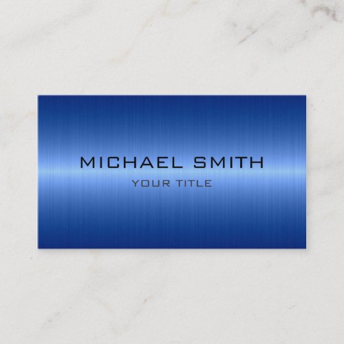 Custom Monogram Cool Blue Stainless Steel Metal Business Card