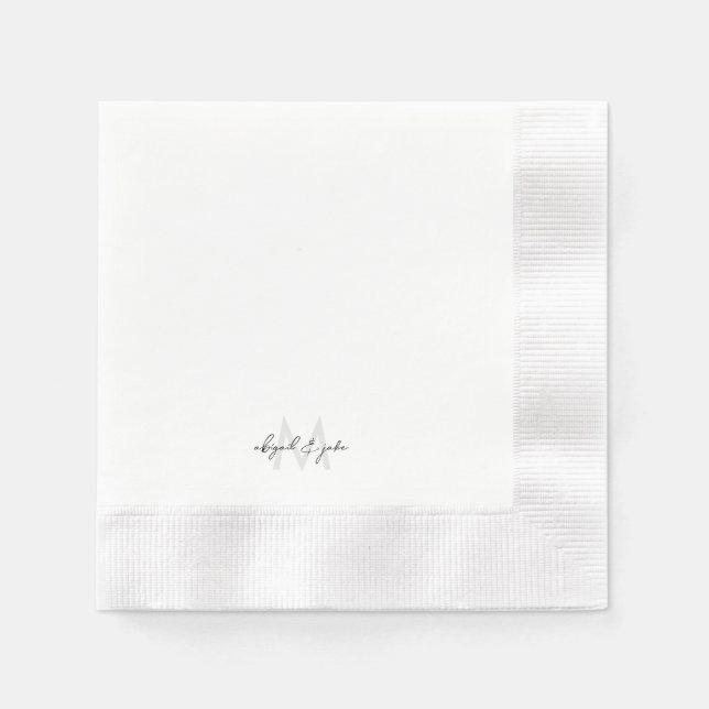 Custom Monogram & Couple Names Wedding Coined Napkins (Front)