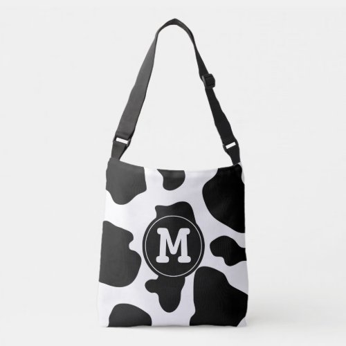 Custom monogram cow print cross body bag