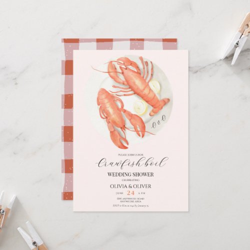 Custom monogram crawfish boil wedding shower  invitation