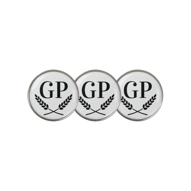 Custom monogram crest logo golf ball markers (3 Up)
