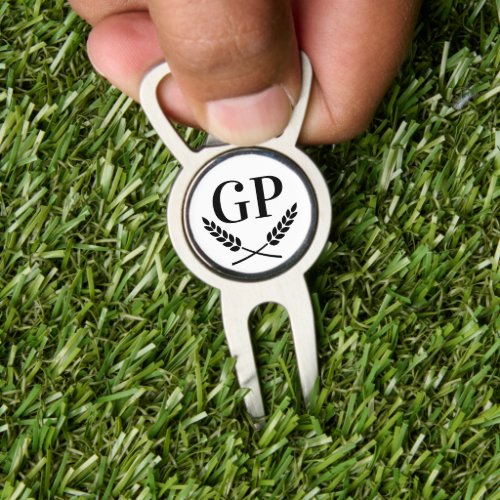 Custom monogram crest logo golf divot and opener divot tool