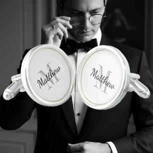 Custom monogram cufflinks for groom & groomsmen