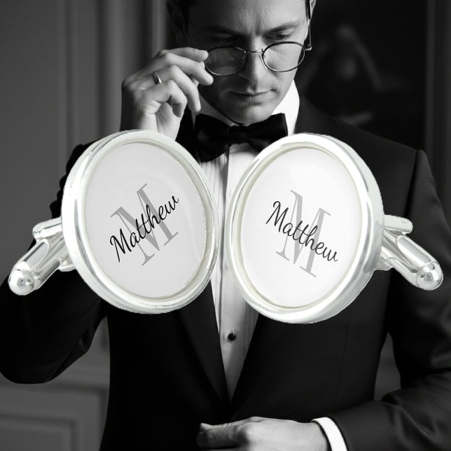Custom monogram cufflinks for groom & groomsmen (tuxedo cufflinks with monogram)