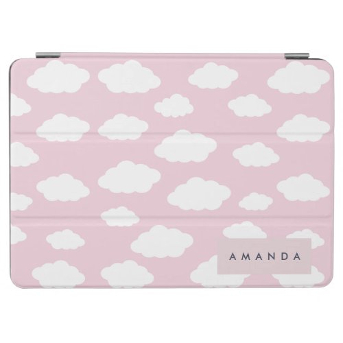 Custom Monogram Cute Girly Pink Cloud Gifts iPad Air Cover