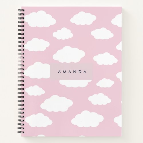 Custom Monogram Cute Girly Pink Cloud Gifts Notebook