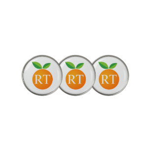 Custom monogram cute orange fruit golf ball marker