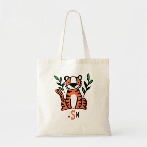 Custom Monogram Cute Tiger Tote Bag