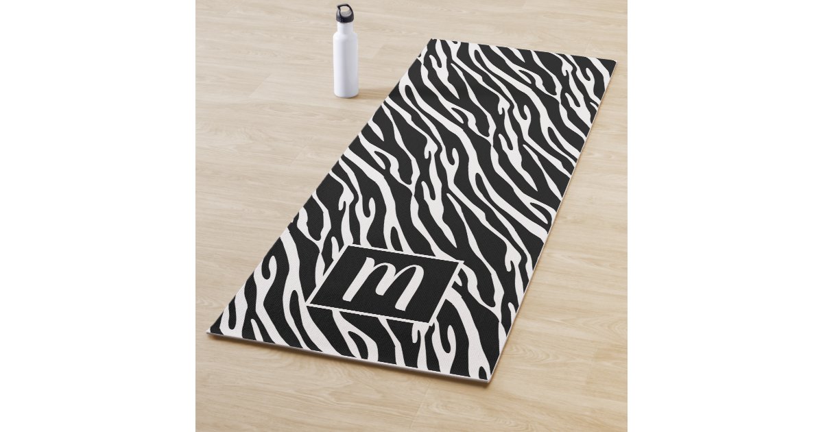 Custom Monogram Cute Zebra Stripes Art Pattern Yoga Mat Zazzle