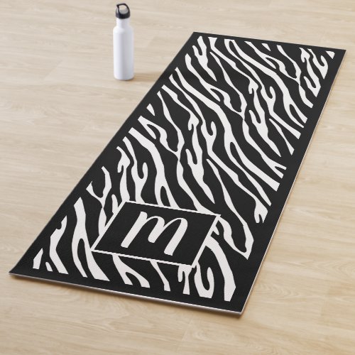 Custom Monogram Cute Zebra Stripes Art Pattern Yoga Mat