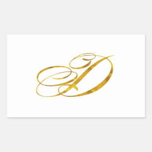Custom Monogram D Faux Gold Foil Monograms Initial Rectangular Sticker