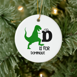 Custom monogram D is for Dinosaur cute T Rex Ceramic Ornament