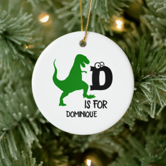 Custom monogram D is for Dinosaur cute T Rex Ceramic Ornament