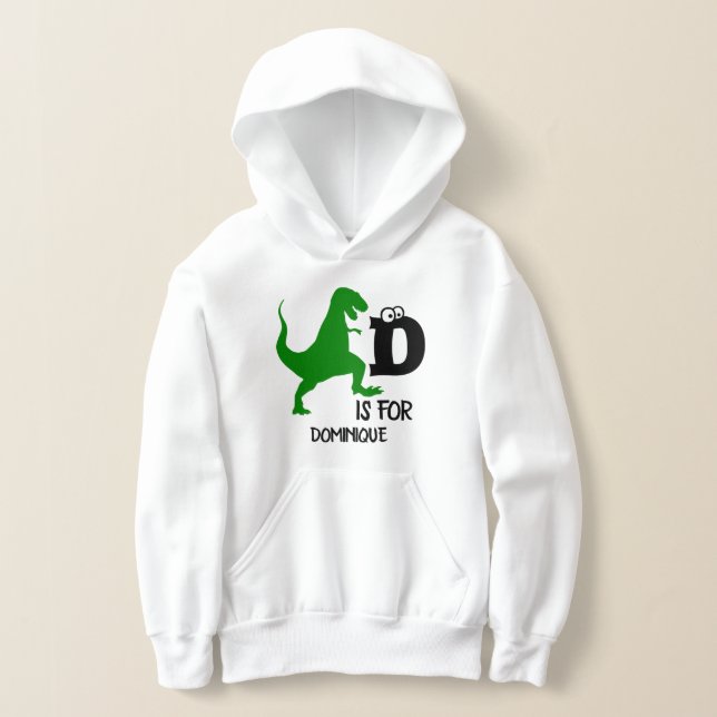 Custom monogram D is for Dinosaur cute T Rex Hoodie (Laydown)