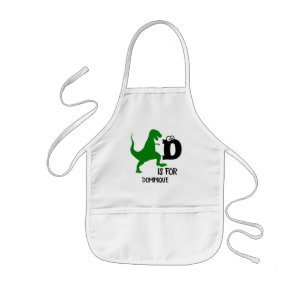 Custom monogram D is for Dinosaur cute T Rex Kids' Apron