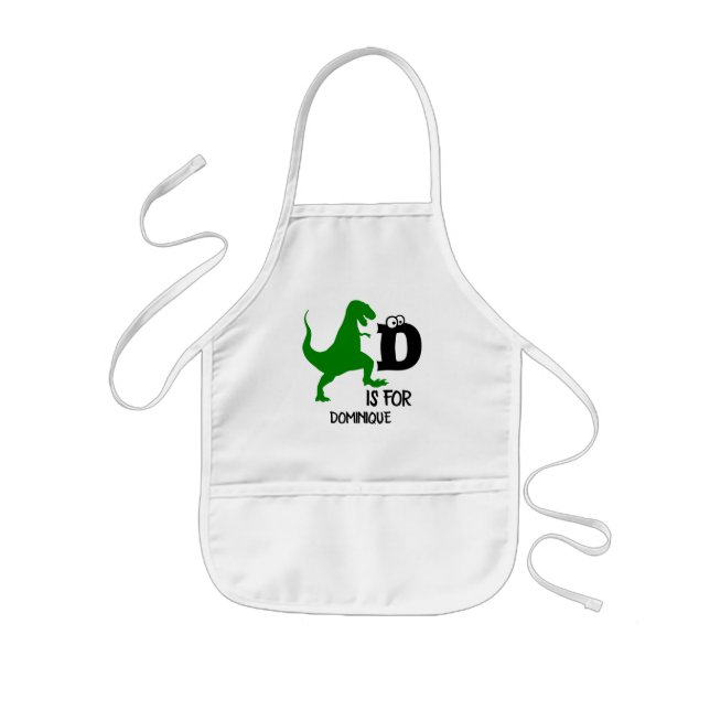 Custom monogram D is for Dinosaur cute T Rex Kids' Apron (Front)