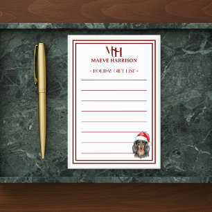 Custom Monogram Dachshund Holiday Gift List Post-it Notes