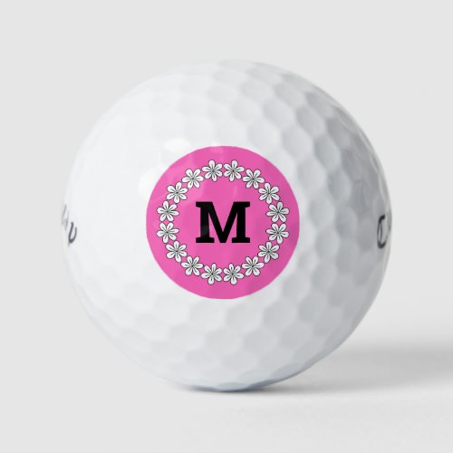 Custom monogram daisy flower ring logo golf balls